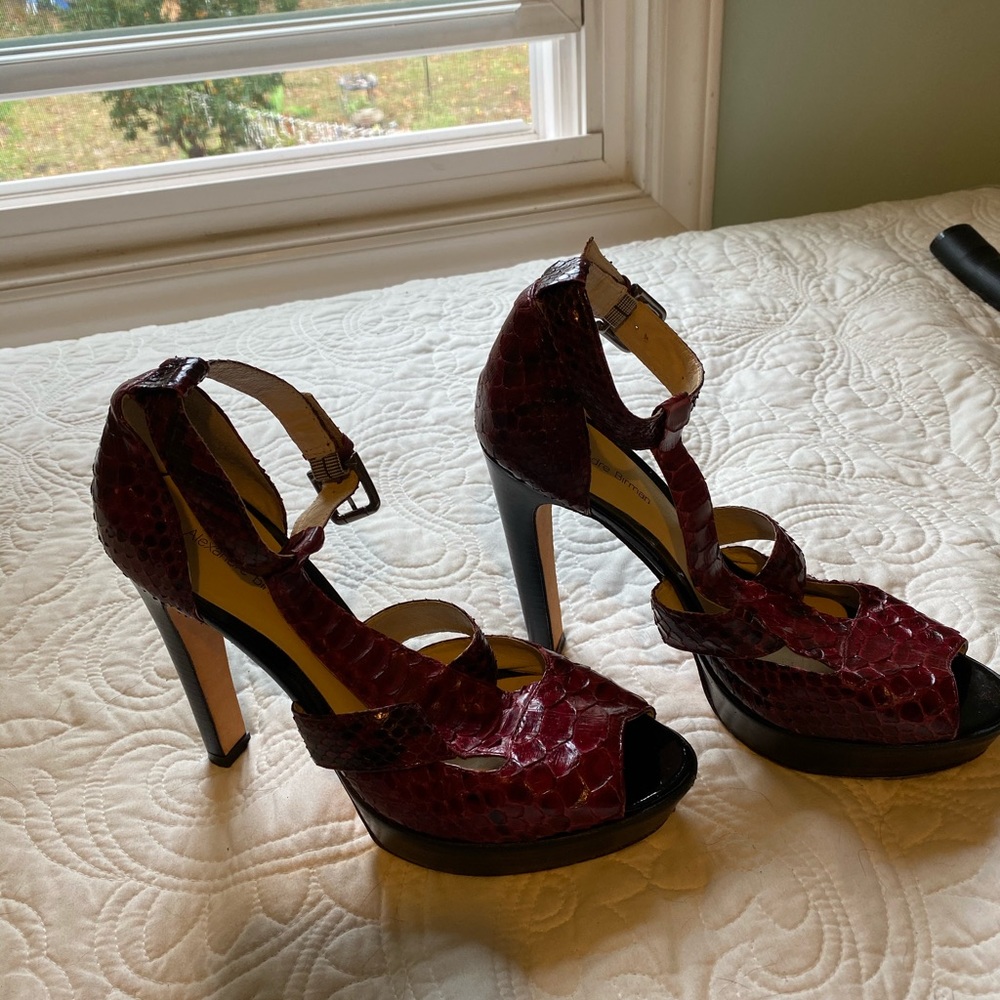 Alexandre Birman Python Red Platform Heels - image 1